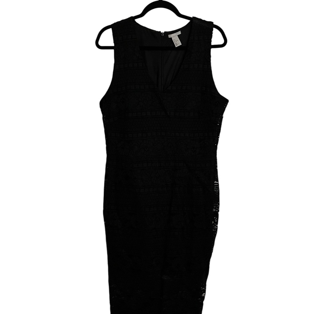 Elegant Black Sleeveless Lace Dress